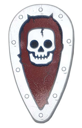 Щит Lego Minifigure, Shield Ovoid with Skull on Dark Red Background Pattern 2586px17